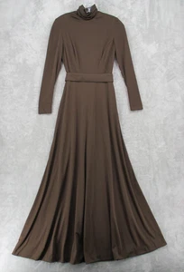 Vestido True Vintage Lilli Diamond 6 Quiana Modesto Cinturón Años 70 Marrón Chocolate - Imagen 1 de 13