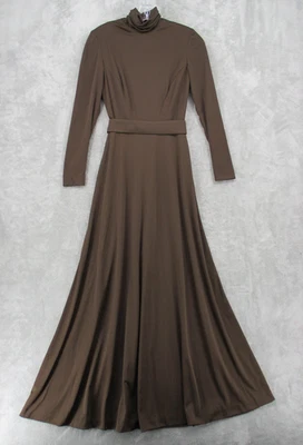 Vestido True Vintage Lilli Diamond 6 Quiana Modesto Cinturón Años 70 Marrón Chocolate Foto 1 de 4