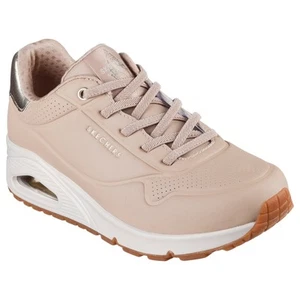 Womens Skechers Uno - Shimmer Away Nude Lace Up Sneaker Shoes - Picture 1 of 6