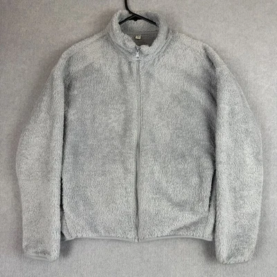 Chaqueta Uniqlo Mujer Mediana Gris Claro Sherpa Vellón Cremallera Completa Bombardero Ligera Foto 1 de 4
