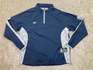 Rawlings Jacket Mens Extra Large Navy Blue Baseball Pullover 1/4 Zip Windbreaker - Picture 1 of 9