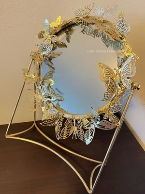 复古黄金金属圆形 3D 蝴蝶立镜 — 第 1/4 张图片