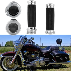 1" Motorcycle Handle Bar Hand Grips For Harley Road King Electra Glide Sportster - Picture 1 of 12