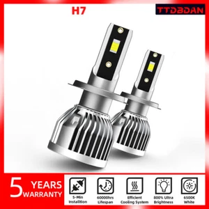 H7 LED Headlight Bulbs Kit High/Low Beam Super Bright 6000K Cold White Bright - Picture 1 of 11