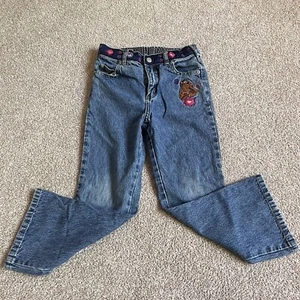 Vintage 90s Scooby Doo Embroidered Wide Leg Jeans Floral Details Youth 6X - Picture 1 of 5