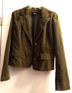 WOMEN'S CALVIN KLEIN JEANS OLIVE GREEN CORDUROY BLAZER - SIZE MEDIUM - Picture 1 of 7