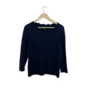 Suéter Talbots Mujer Petites 1XP Perfecto Lana Merino Azul Manga 3/4 Top LEER - Imagen 1 de 11