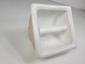 Recessed White Ceramic Tile TP Holder Toilet Paper Niche Mid Century Modern - Picture 1 of 22