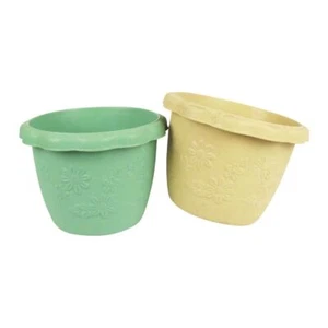 Plastic Flower Embossed Planter Pots! Fibreglass Plant Soil Herb Container - Picture 1 of 2