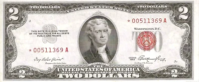 1953  $2 RED SEAL LEGAL TENDER ** STAR NOTE  ** - SUPER GEM CRISP NEW - Image 1 of 2