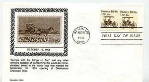 1907  18c Surrey 1890s, coil pair, Carrollton FDC  - Picture 1 of 1
