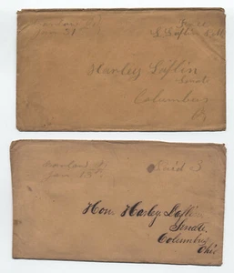 1850s Barlow Ohio paid 3 and postmaster free frank 2 stampless [y5491] - Picture 1 of 3