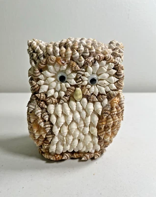 Vintage Handcrafted Sea, Ocean Shell Art Owl Statue/ Figurine - Image 1 of 4