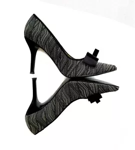 Vintage 80s 90s Metallic Fabric Nine West Spike Heels sz 7 M - Picture 1 of 9