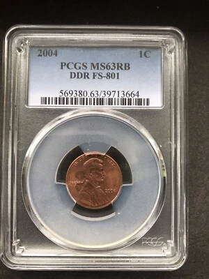 2004 DDR  FS -801 ;Lincoln cent (PCGS MS 63RB ) - Image 1 of 2