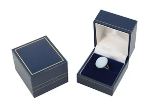 Jewellers Wholesale Blue Leatherette Ring Boxes Jewellery Display Gift Box - Picture 1 of 5