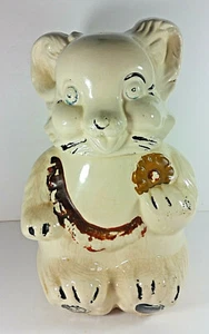 Tarro de galletas de oso de peluche Royal Ware 11 pulgadas vintage babero de bebé bote con galletas - Imagen 1 de 8