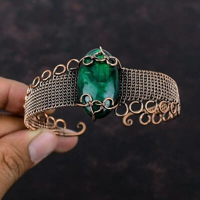 Brazalete ajustable envuelto en alambre para regalo de cobre de labradorita verde fuego para amor Foto 1 de 4