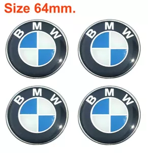 BMW Wheel Center Caps Emblem Logo Fits OEM 1 set Sticker Rasin 64mm (6.4CM) - Picture 1 of 3