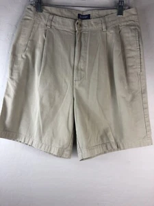 IZOD Mens 32 Cotton Khaki Pleated Front Shorts - Picture 1 of 7