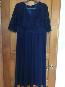 NWOT Yming Cocktail Maxi Dress short sleeve Blue  xl - Picture 1 of 4