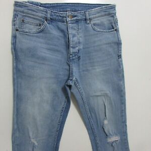 Ksubi Chitch Jeans Mens Size W33 L32 Skinny Distressed Light Blue Denim