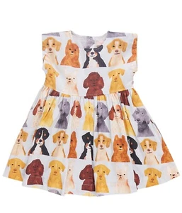 NWT Size 4 Adeline Watercolor Dogs Dress Light Blue - Picture 1 of 7