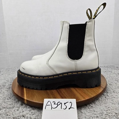 Botas Chelsea Dr. Martens Mujer 8 Estilo 2976 Cuádruples Cuero Blanco Suave Plataforma Foto 1 de 4
