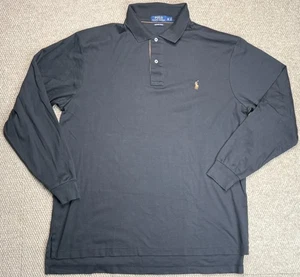 Polo Ralph Lauren Pima Soft Touch Men's Black Long Sleeve Polo Shirt Size XLT - Picture 1 of 8