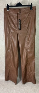 Pantalón River Island Marrón Imitación Cuero Talla 16 Nuevo con Etiquetas - Imagen 1 de 8