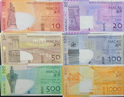 Macau Macao 10-1000 Patacas 2005-2009 P 80a-84a UNC BNU Set 6 p ZZ Replacement - Image 1 of 4