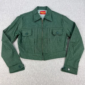 Freddies of Pinewood Norma Jacket Womens L Green Stretch Cotton Denim Crop UK - Picture 1 of 13