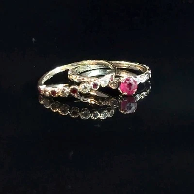 Juego de Boda Piedra Rubí Sintética - Oro Blanco 14K - 3.7g Tamaño: 8.75 (GO1059238) Foto 1 de 4