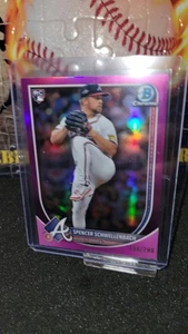 2025 Bowman Chrome RC Spencer Schwellenbach /299 Fuchsia Refractor Braves - Bild 1 von 2