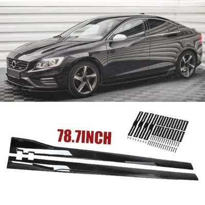 For Volvo S40 S60 S70 S80 Side Skirt Extension Splitter Spoiler Lip Glossy Black Foto 1 de 4