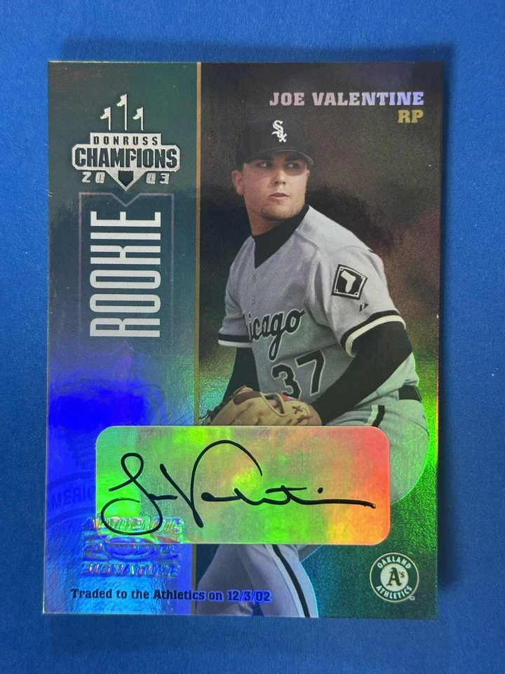 2003 Donruss Champions Autographs Joe Valentine #/475 Oakland Athletics - Image 1 of 2