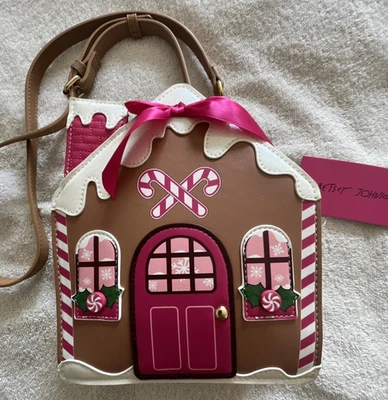 Nuevo con etiquetas Bolso Bandolera Betsey Johnson Gingerbread House Marrón Multi Pequeño Foto 1 de 4