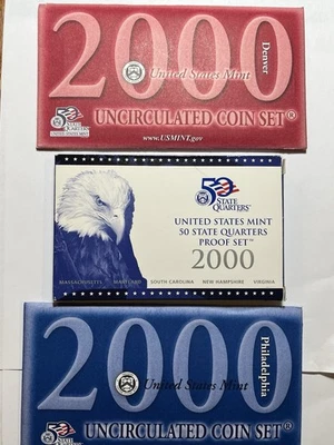 2000 United States Mint Coin Set - With 2000 state quarter 5 coin proof set - Image 1 of 4