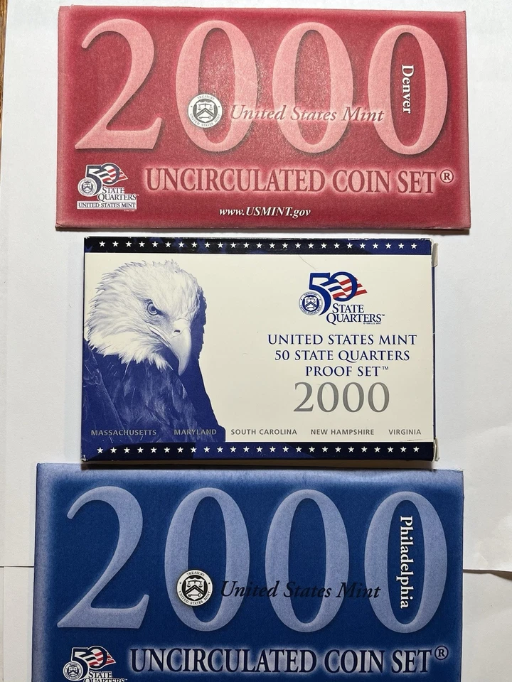 2000 United States Mint Coin Set - With 2000 state quarter 5 coin proof set - Image 1 of 4
