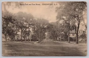 1914 Greenport, Southold Long Island NY Reeve Park & Street, cartolina Collotype - Foto 1 di 6