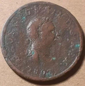1807 UK GB George III Copper Half Penny 1/2d - Nice Grade VF. Collectable. #2 - Picture 1 of 3