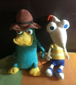 Disney Store Parks Phineas & Perry Platypus Agent P Plush 14" & 16" Tall Stuffed - Picture 1 of 6