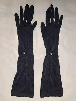 Guantes De Colección Años 40 50 Codo Largo Azul Marino Ópera Van Raalte Perla Botón Talla 7 Foto 1 de 4