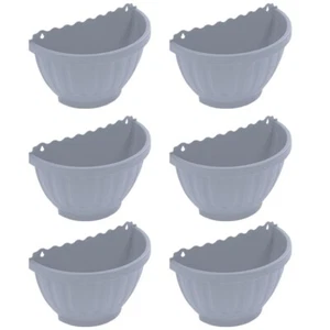 [Set of 6] Wall Hanging Basket Soft Grey Flower Pot Fence Plant Holder Balcony - Picture 1 of 13