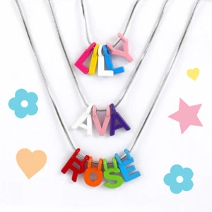Collar personalizado con nombre personalizado para niñas, letra alfabeto, cadena plateada para niños - Imagen 1 de 7