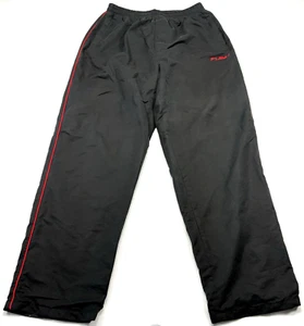 Vintage FUBU Men's Black L Mesh Lined Track Pants Elastic Waist Band Drawstring - Picture 1 of 18