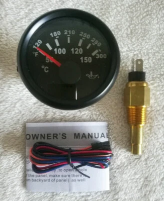 2"/52mm Black Oil Temp Gauge with Sender 50-150℃ 361-19ohms For Car Truck Marine - Image 1 of 4