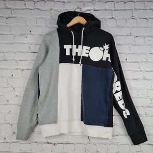 THE HUNDREDS Hoodie Mens Medium Blue Black Colorblock Spellout Hooded Sweatshirt - Picture 1 of 20