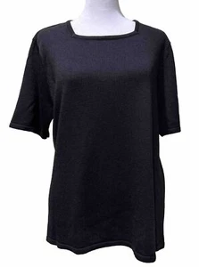Sag Harbor Ladies Short Sleeved Sweater, Black, Large - Picture 1 of 6