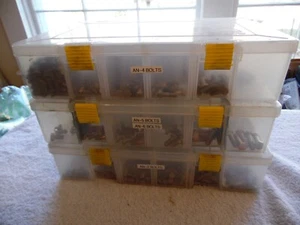 Lot of 3 boxes of  AN-Bolts, New Unused 3 plastic containers, Misc sizes - Picture 1 of 12